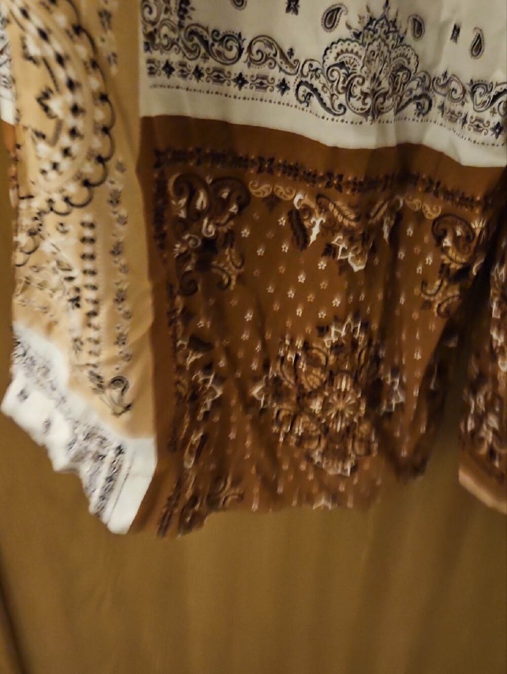 Boho Patchwork Wide Leg Pants in Brown & Cream - Picture 6 of 6